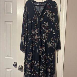 Eloquii Blue Long Sleeve V-Neck Sundress